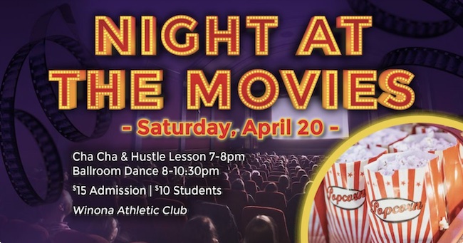 Graphic for "Night at the Movies" dance.